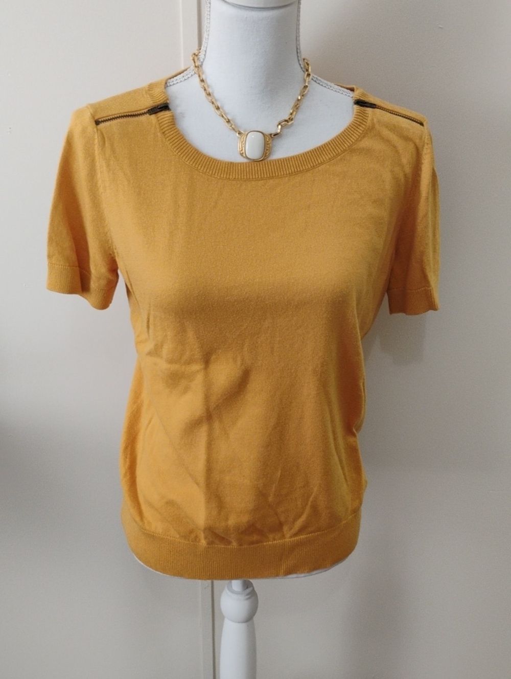 Worthington Short Sleeve Scoop Neck Top - Mustard
